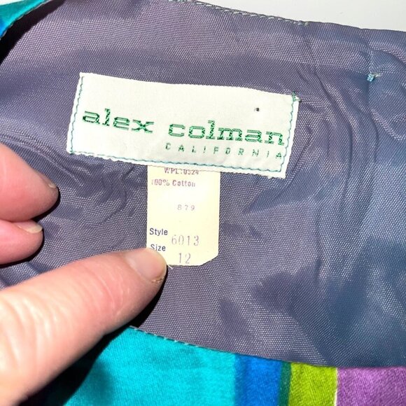 Alex Colman California Top Womens Size 12 Vintage Cotton Button Back Blue Green - Picture 5 of 13